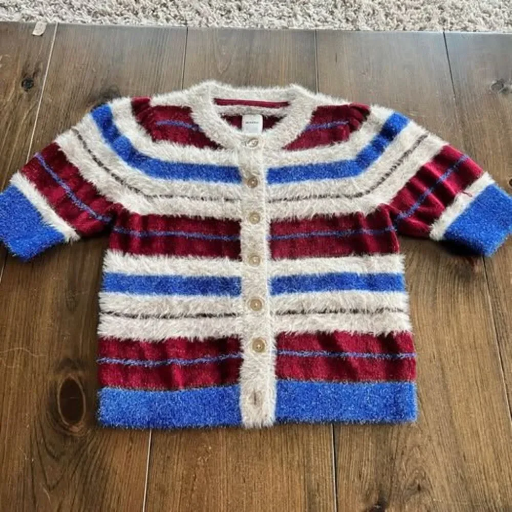 Anthropologie Maeve Short-Sleeve Fuzzy Cardigan Sweater-small